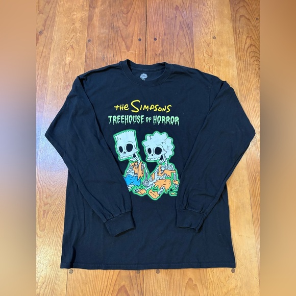 The Simpsons Treehouse Of Horror Bart and Lisa Men's S/M Halloween Long Sleeve - Picture 1 of 6